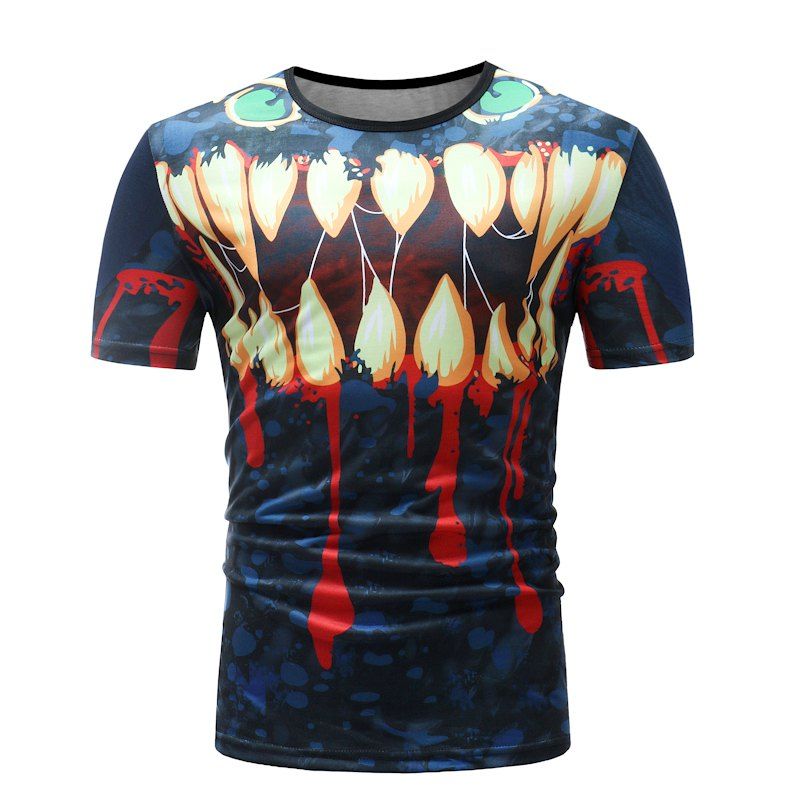 

Men Print Casual Short Sleeve T-shirt, Multi-c