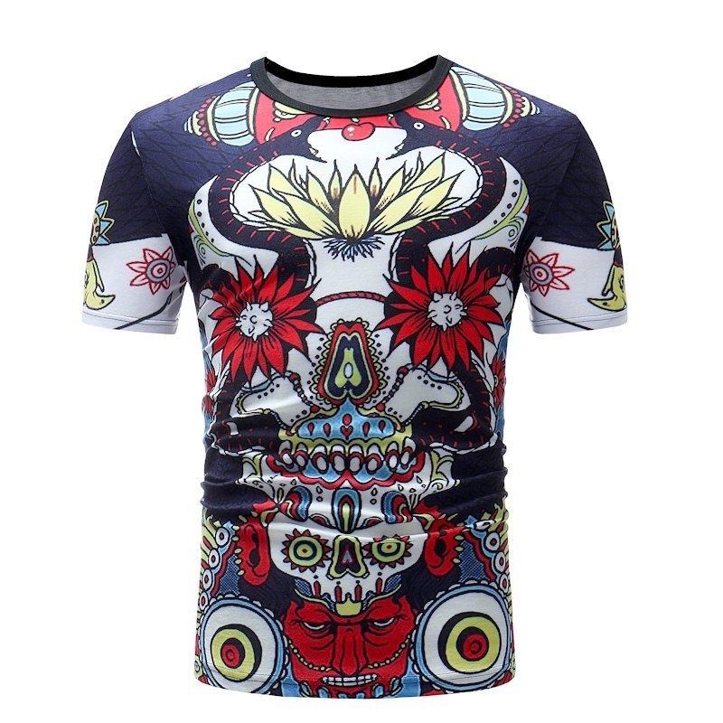 

Men Print Casual Short Sleeve T-shirt, Multi-d