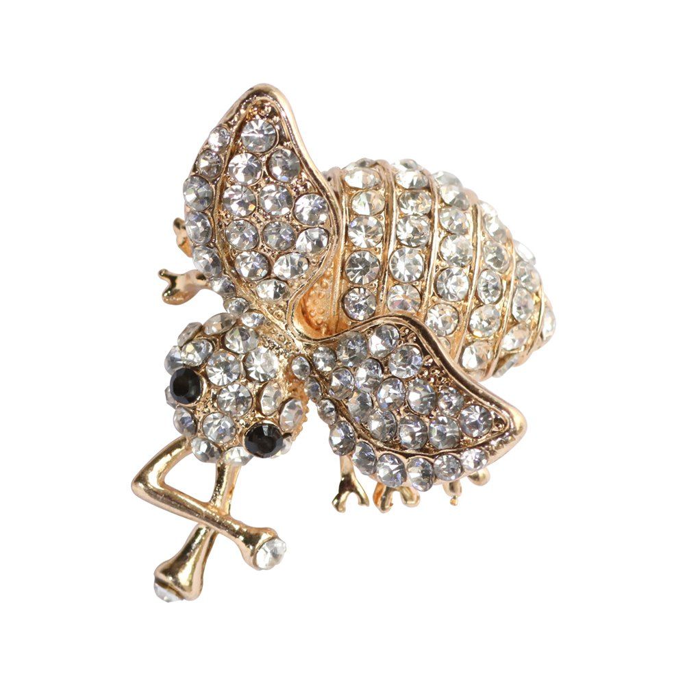 

Unisex Shiny Rhinestone Metal Bee Brooch Fashion Jewelry Accessories, Golden brown