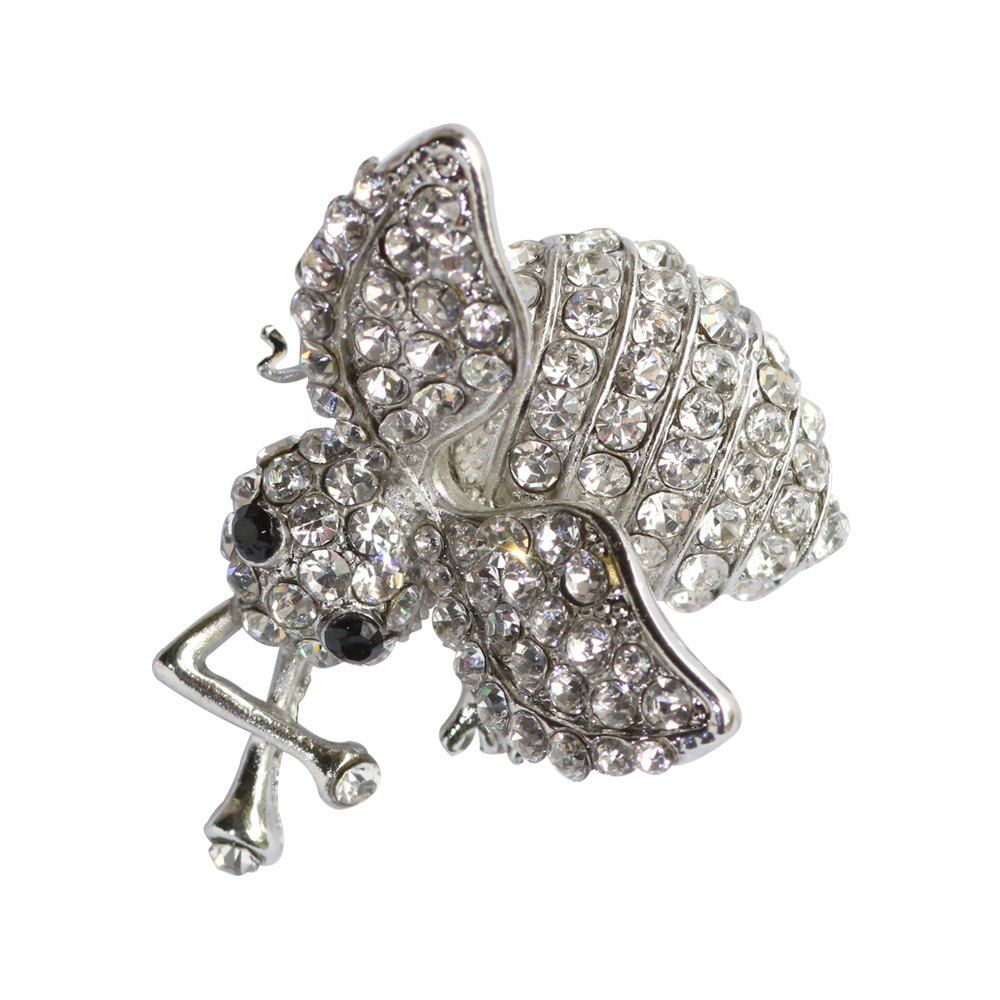 

Unisex Shiny Rhinestone Metal Bee Brooch Fashion Jewelry Accessories, White