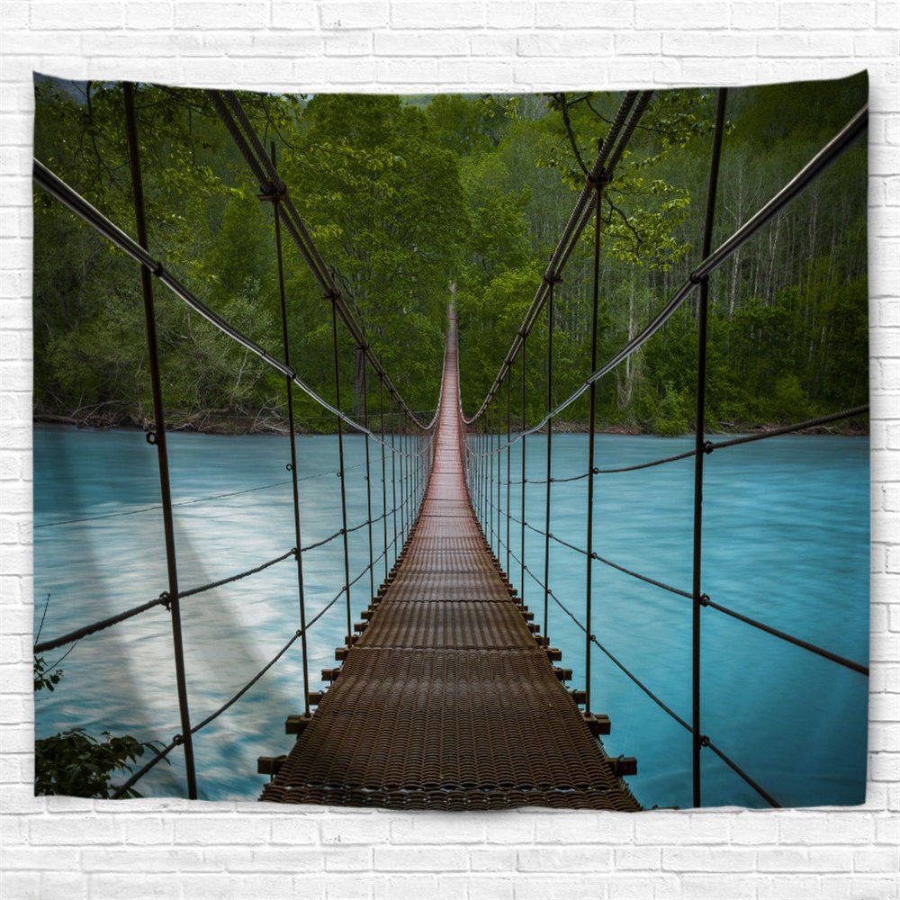 

Forest Suspension Bridge 3D Printing Home Wall Hanging Tapestry for Decoration, Multi-a