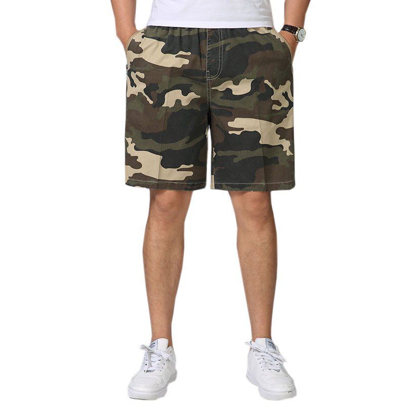 

Men Fashion Cargo Shorts Mid Waist Camouflage Print Loose Comfy Shorts, Goldenrod