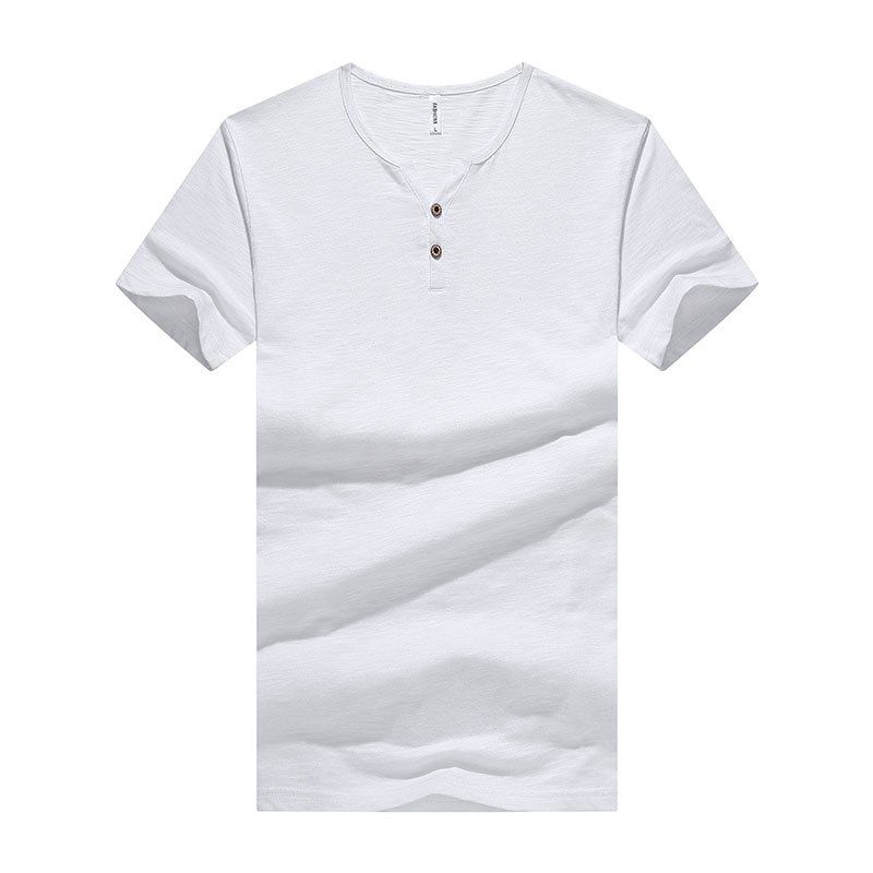 

Men Button Chic Original Design Skin-Friendly Trendy Tee T-Shirt, White