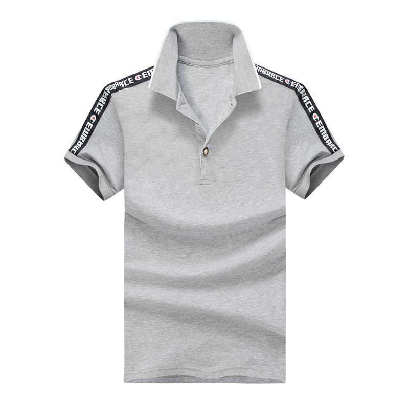 

Men Short Sleeve Fashion Slim Solid Color Casual Polo Shirt, Gray
