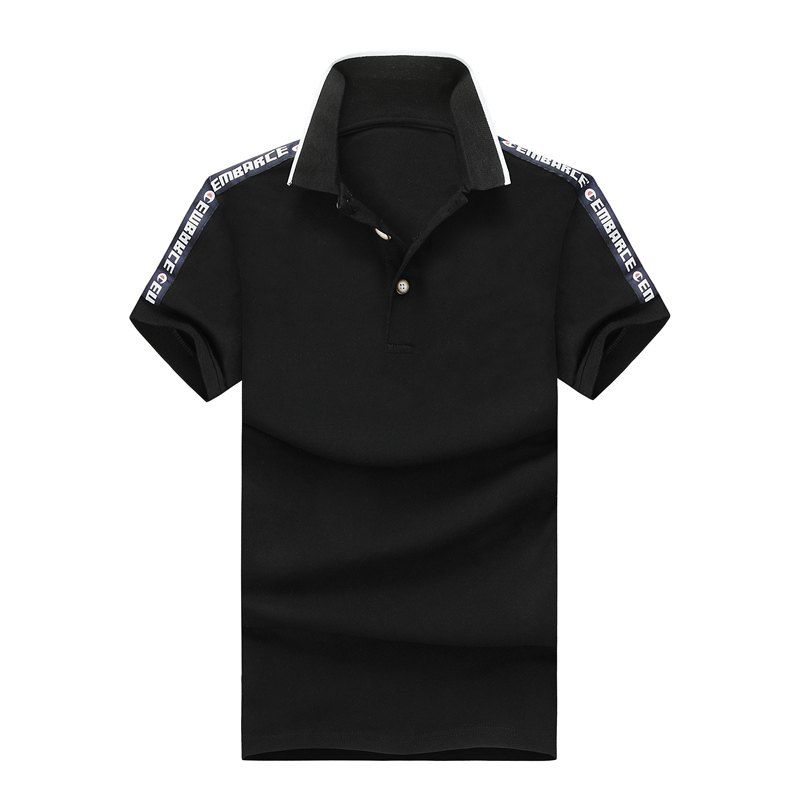 

Men Short Sleeve Fashion Slim Solid Color Casual Polo Shirt, Black