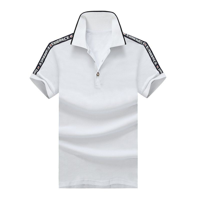 

Men Short Sleeve Fashion Slim Solid Color Casual Polo Shirt, White