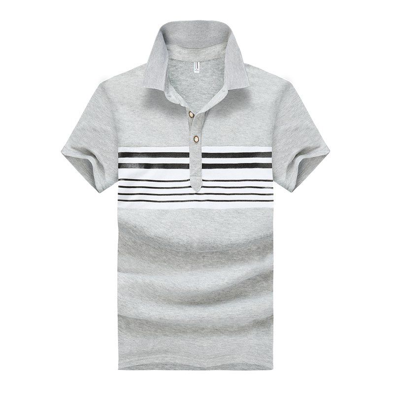 

Men Polo Shirt Short Sleeve Color Block Patchwork Ventilate Polo Shirt, Gray