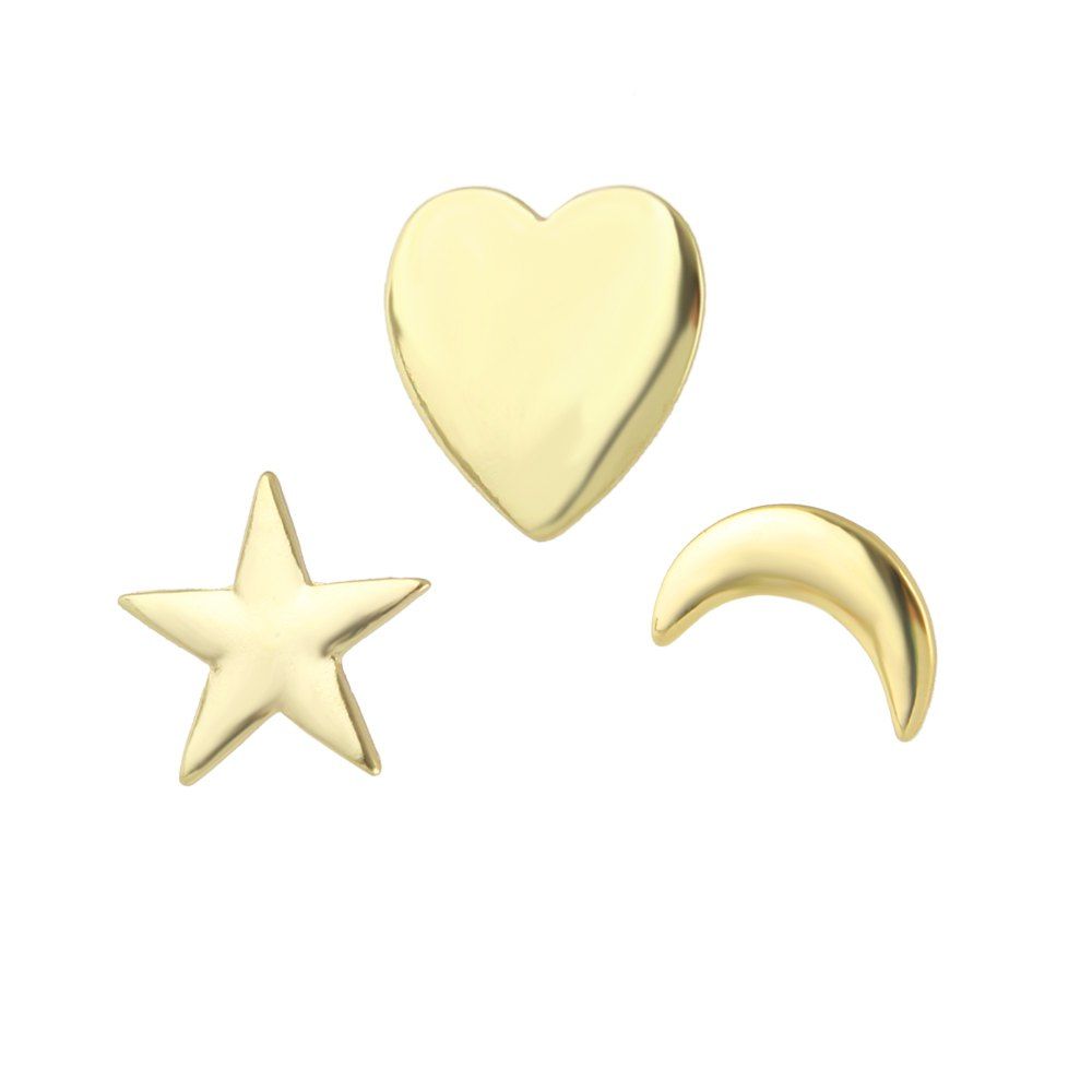 

3Pcs Punk Gold-color Star Heart Brooch