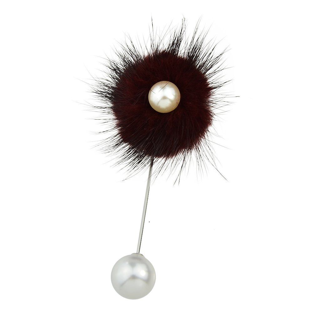 

Lovely Colorful Flannel Flower Brooch for Women, Red wine