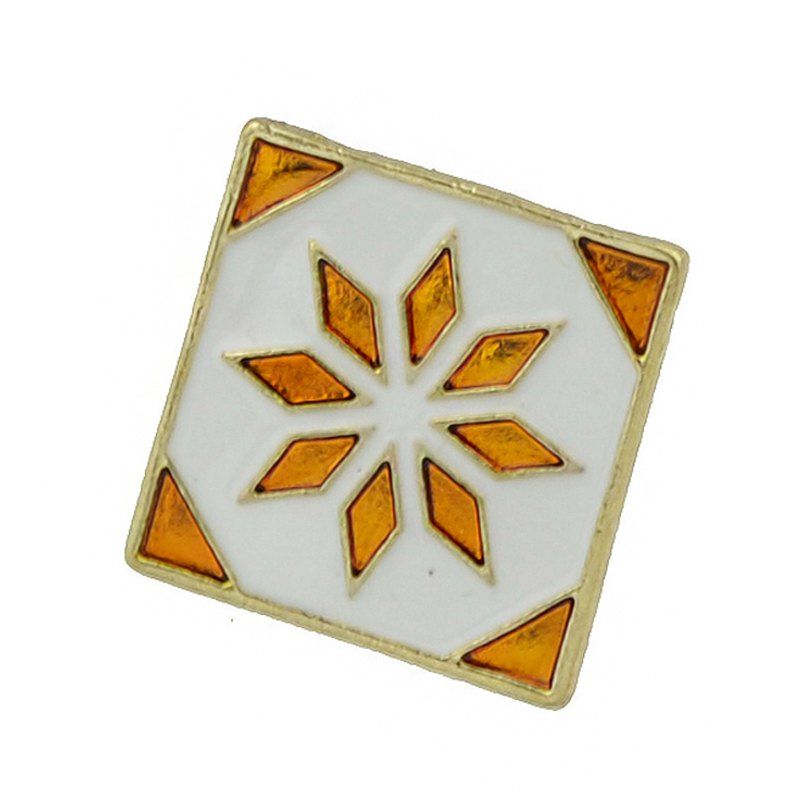 

Enamel Square Brooch with Colorful Flower Pattern, Gold