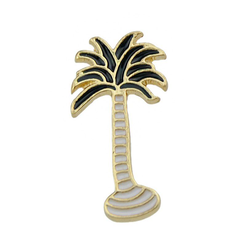 

Black White Color Enamel Coconut Tree Pattern Brooches, Gold