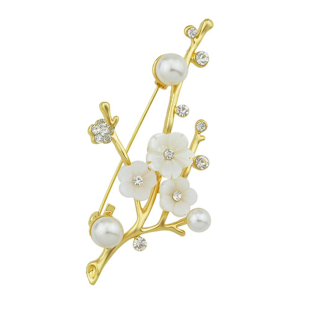 

Natural Shellfish Flower Brooch for Women Girl, Gold