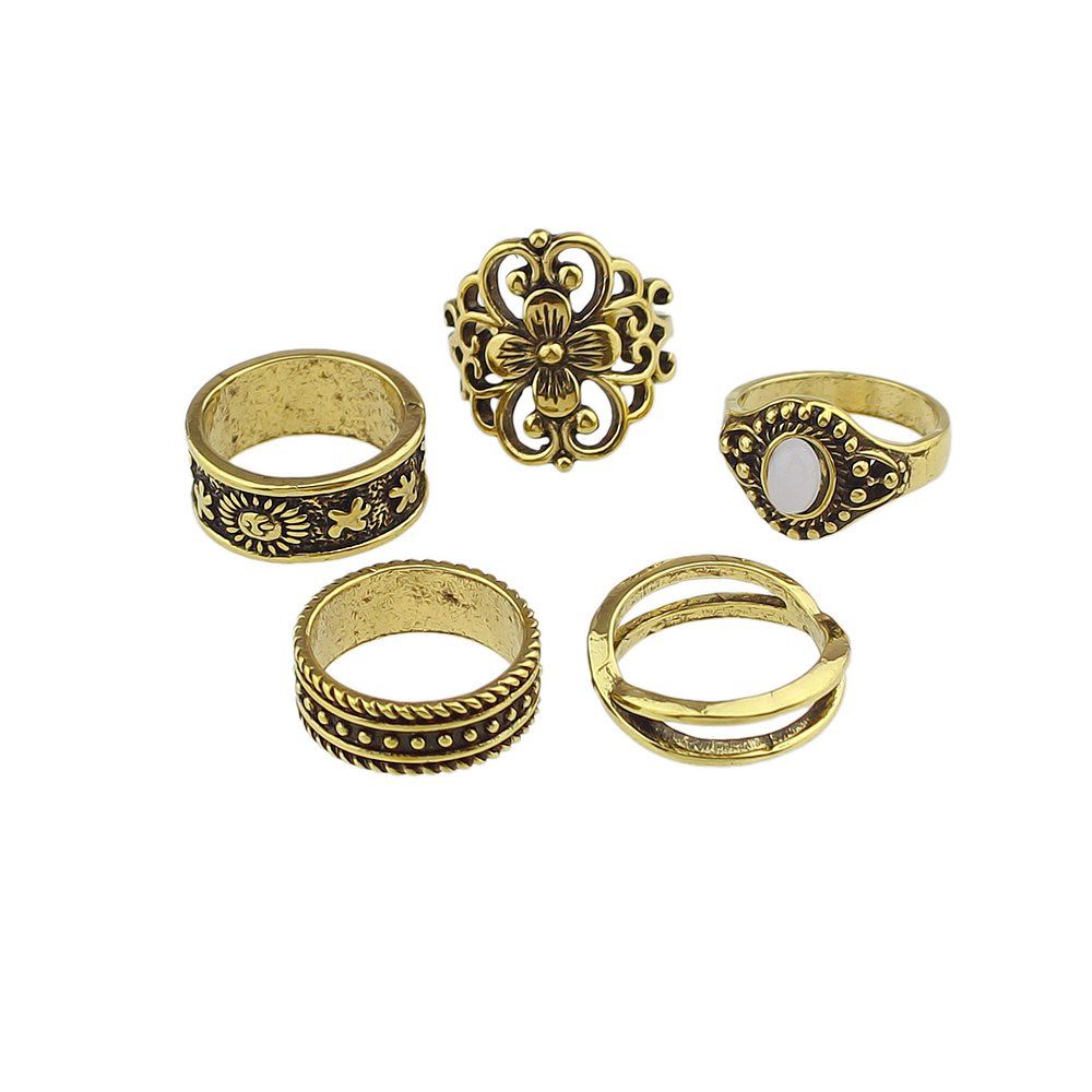 

Flower Sun White Opal Knuckle Ring Jewelry, Gold