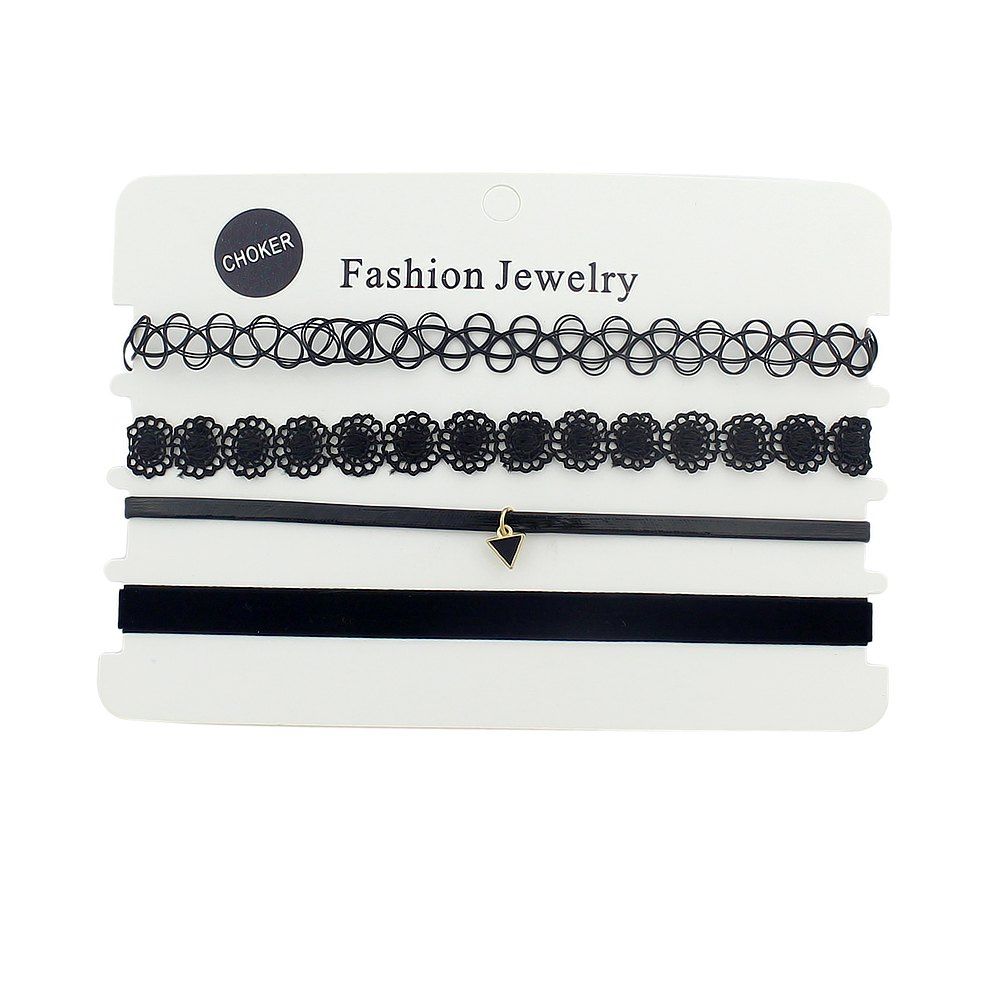 

Black PU Leather Flower Choker Necklace