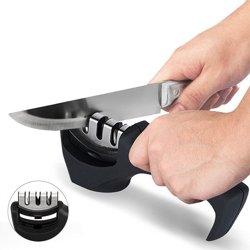 

3-stage Knife Sharpener Steel Sharpening Tool, Black