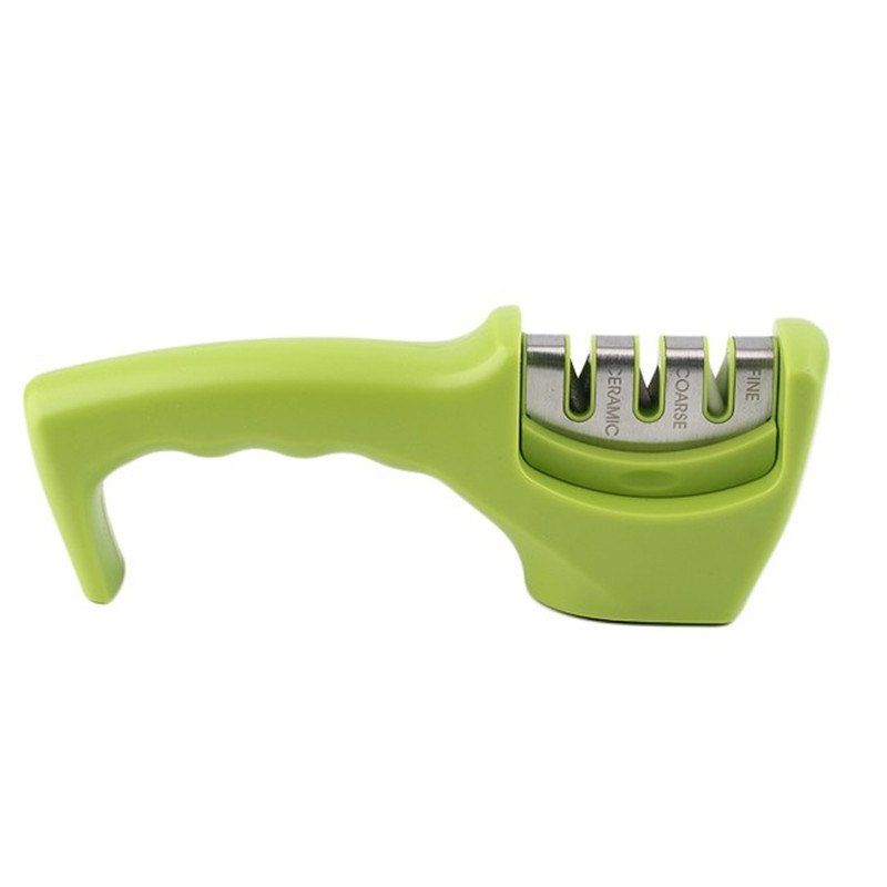 

Professional Manual 3 Stage Knife Sharpener Steel Sharpening Chef's Kitchen Tool, Green