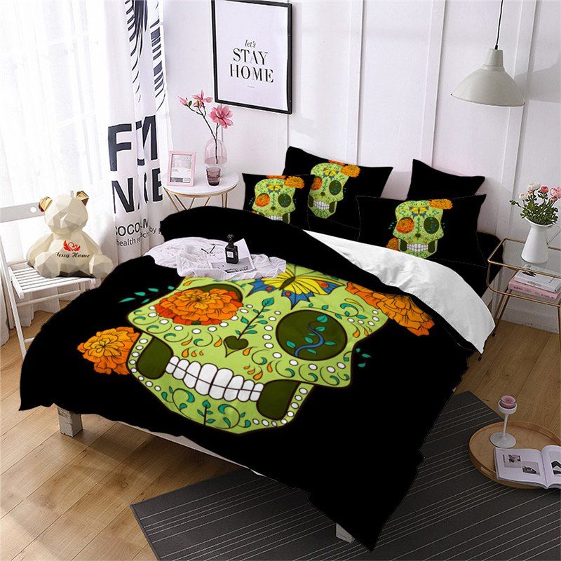 

Rose Fear Personality Decorative Pattern Bedding Set AS93-B, Black