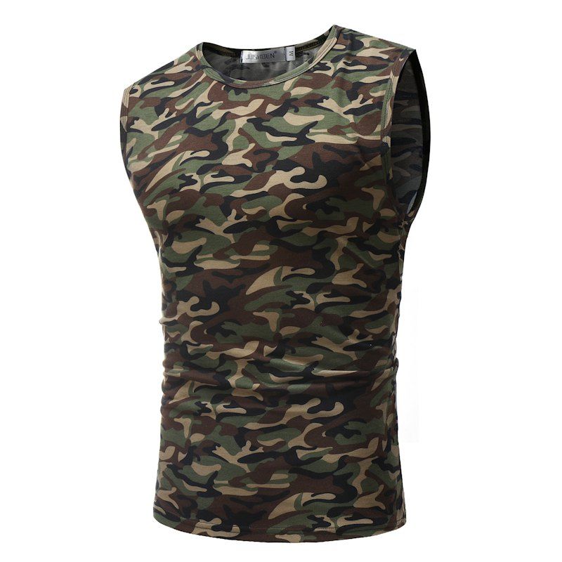 

Summer Fashion Color Camouflage Men's Vest, Coffee