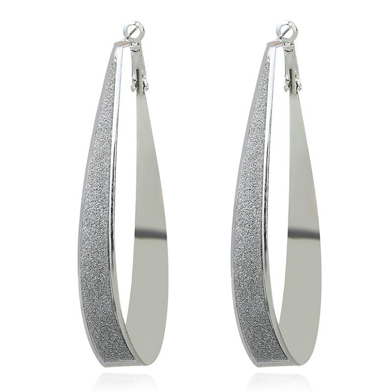 

Matte Circle Metal Rock Nightclub Exaggerated Oval Earrings, Silver