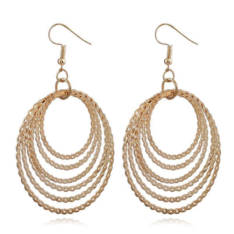 

Geometric Metal Hollow Circle Multi-layer Earrings, Gold