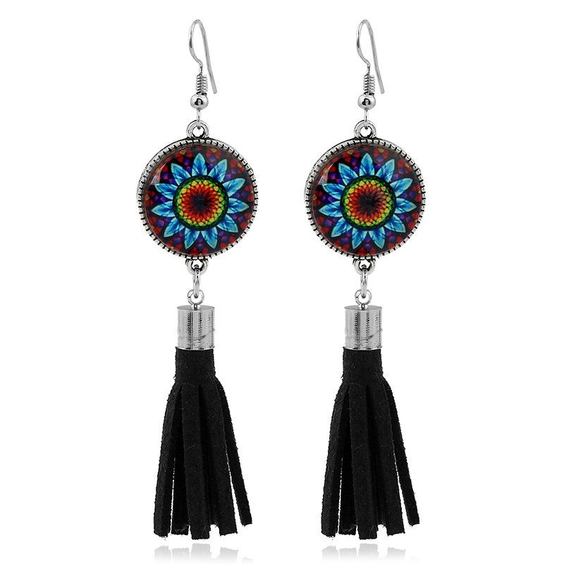 

Time Gem Hypoallergenic Fringe Earrings, Black