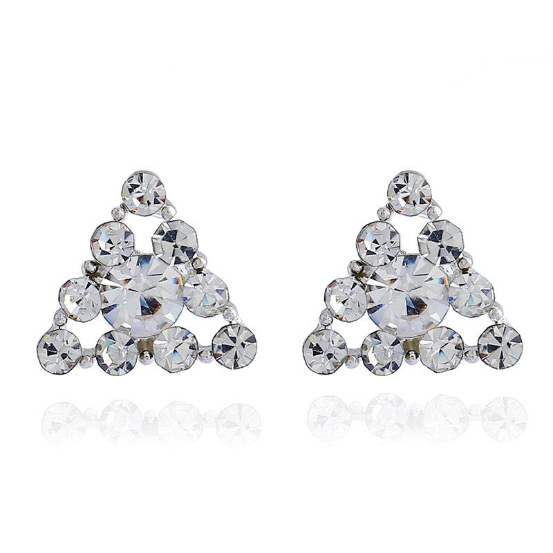 

Geometric Triangle Stud Earrings with Precious Crystal Stud Earrings, Silver