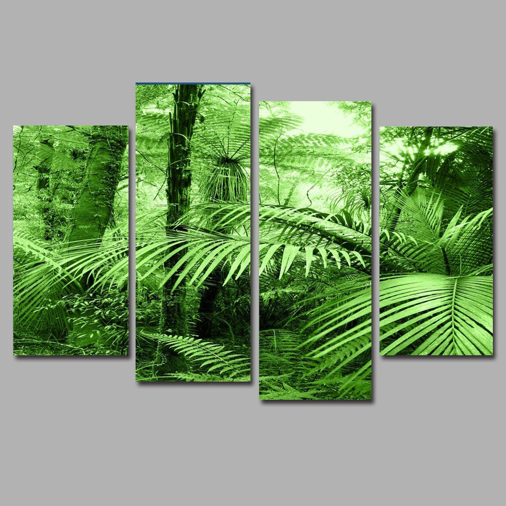 

Tropical Forest Frameless Printed Canvas Art Print 4PCS, Multi-a