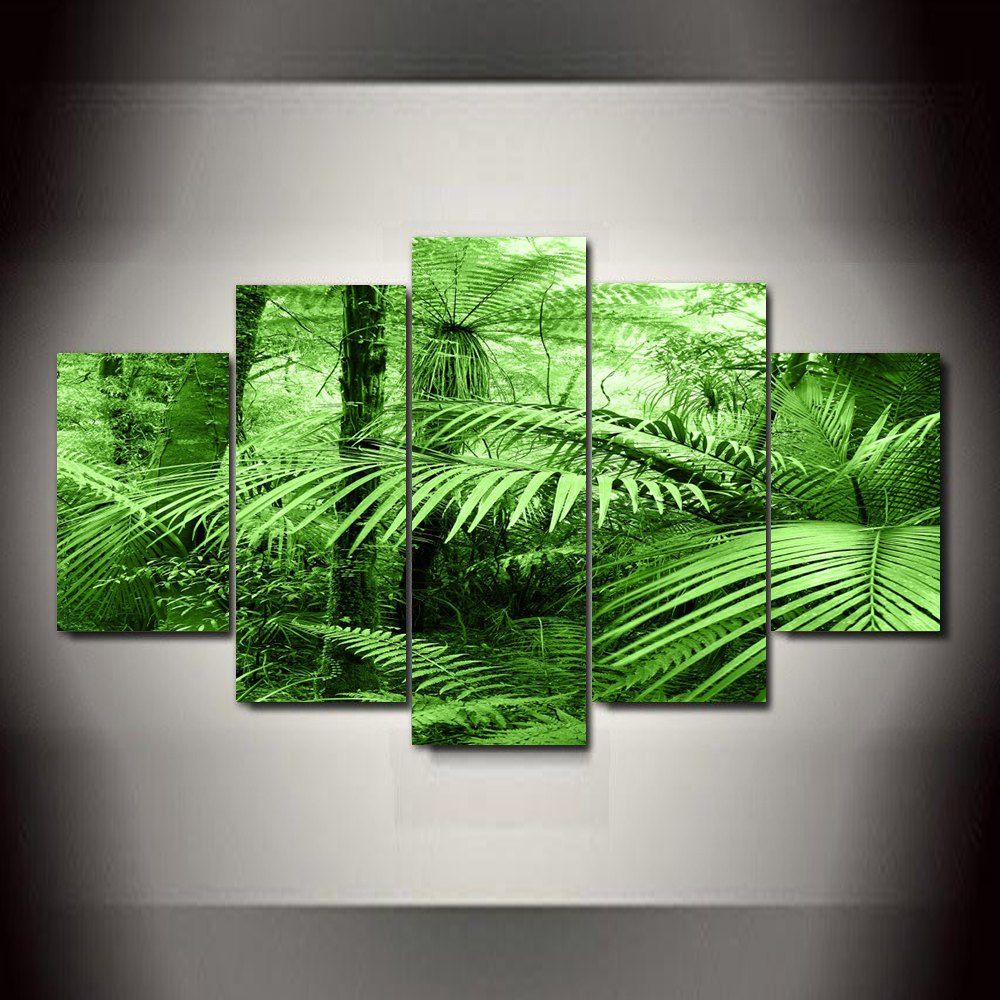 

Tropical Forest Frameless Printed Canvas Art Print 5PCS, Multi-a