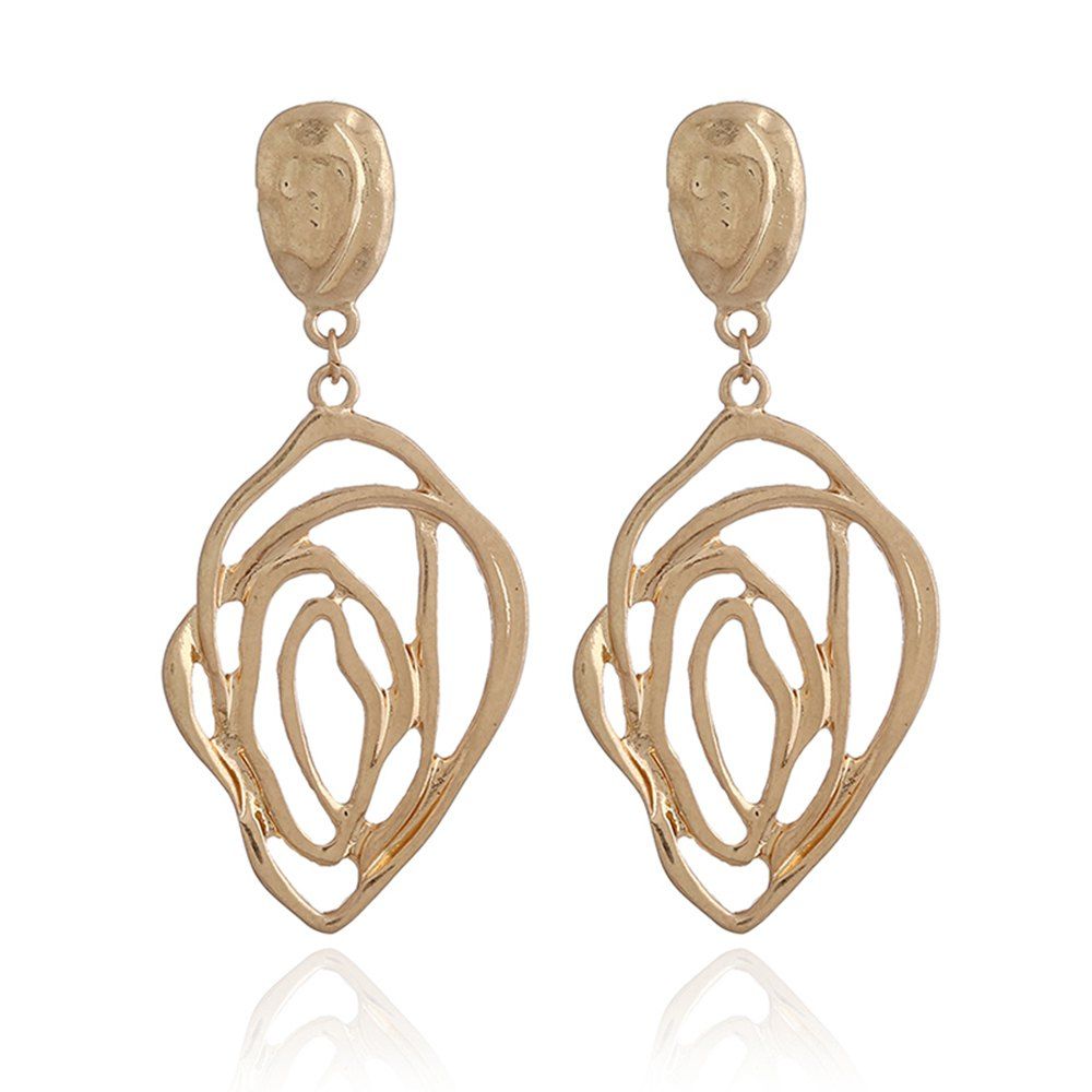 

Creative Fashion Hollow-Out Graffiti Earrings, Gold