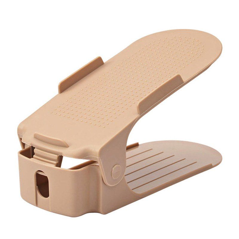 

Integral Simple Double-layer Adjustable Plastic Shoe Rack, Light khaki