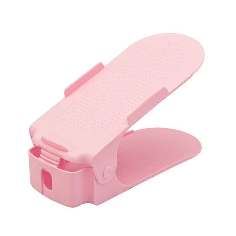 

Integral Simple Double-layer Adjustable Plastic Shoe Rack, Pink