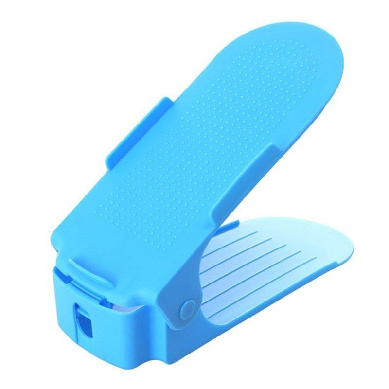 

Integral Simple Double-layer Adjustable Plastic Shoe Rack, Sky blue