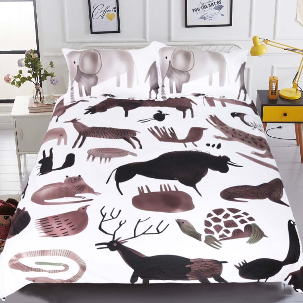 

Wild Animals Bedding Cartoon Duvet Cover Set 3pcs, Multi
