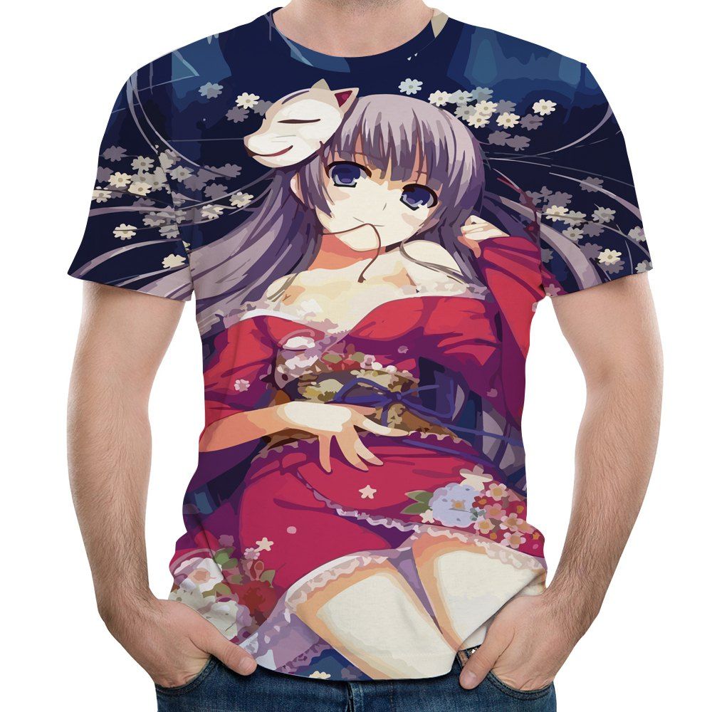

2018 Summer Fashion Cartoon Character Print Men's Short Sleeve T-Shirt, Valentine red