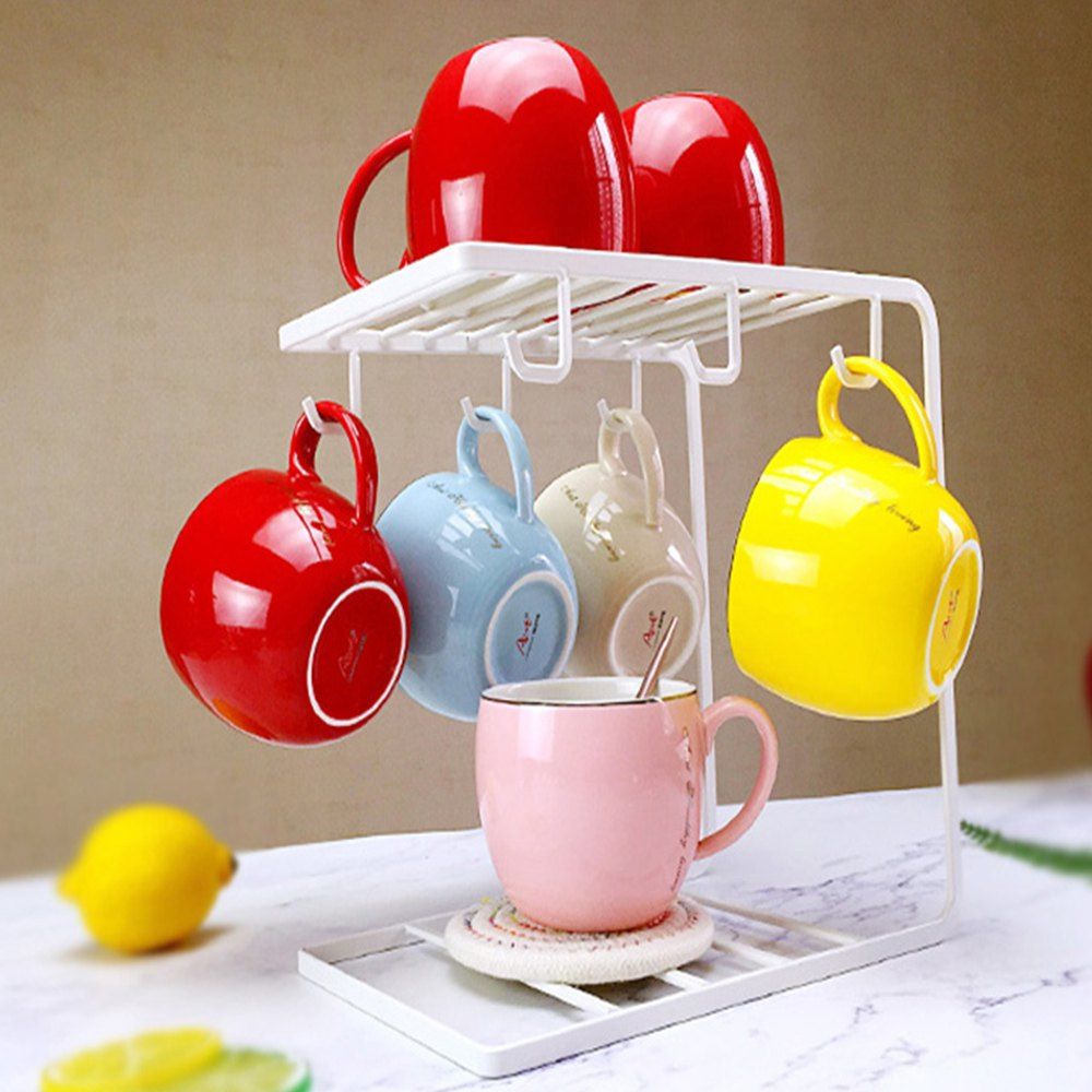 

Stainless Steel Coffee Cup Rack Shelf Stand Kitchen Tool, White
