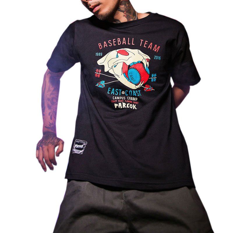 

Men Stylish Print Comfy Color Block T-Shirt, Black