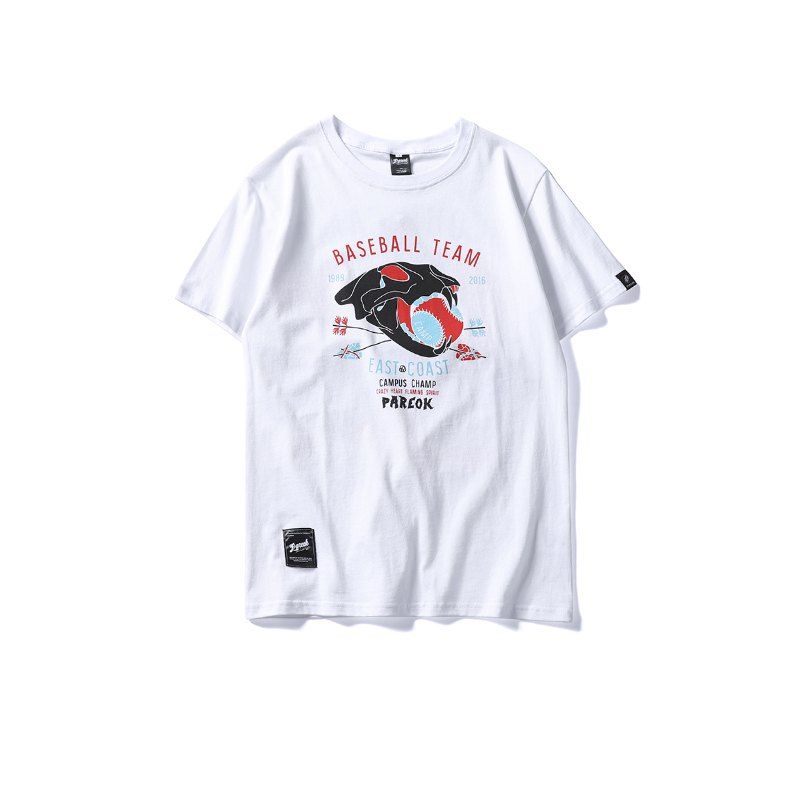 

Men Stylish Print Comfy Color Block T-Shirt, White
