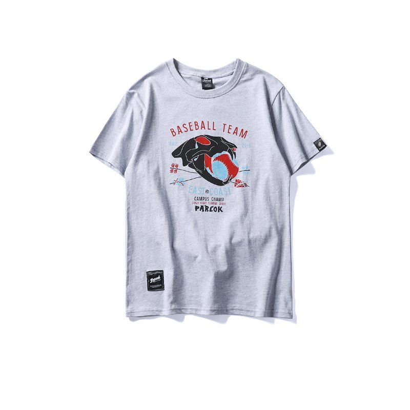 

Men Stylish Print Comfy Color Block T-Shirt, Gray goose