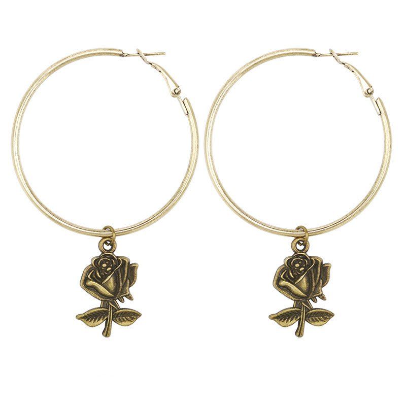 

Women'S Fresh Rose Great Circle Earring, Gold