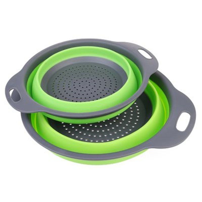 

Foldable Silicone Colander Fruit Vegetable Washing Basket Strainer 2PCS, Green