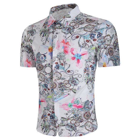 Chemise de plage à manches courtes pour hommes - Rose L