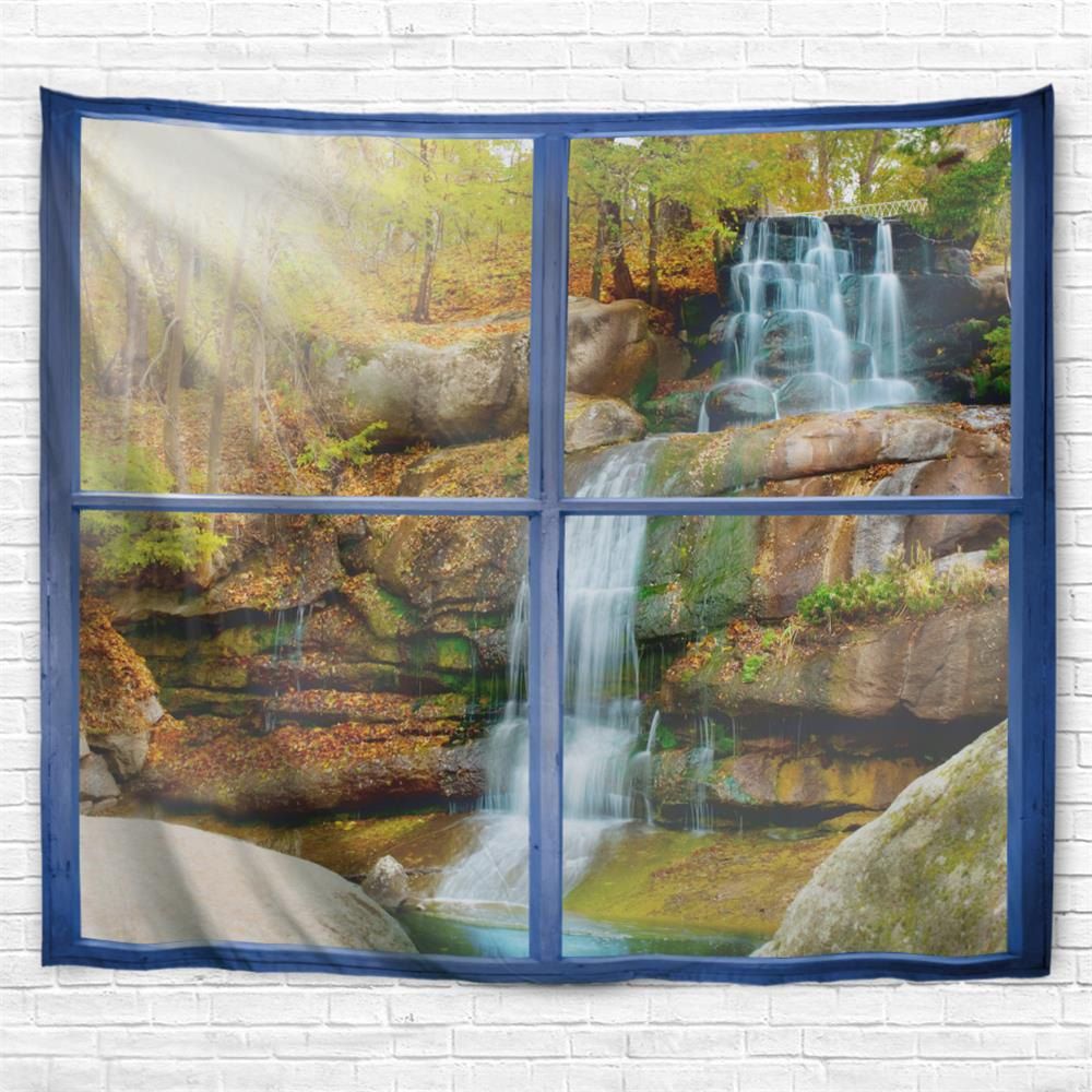 

Window Stone Waterfall 3D Printing Home Wall Hanging Tapestry for Decoration, Multi-a