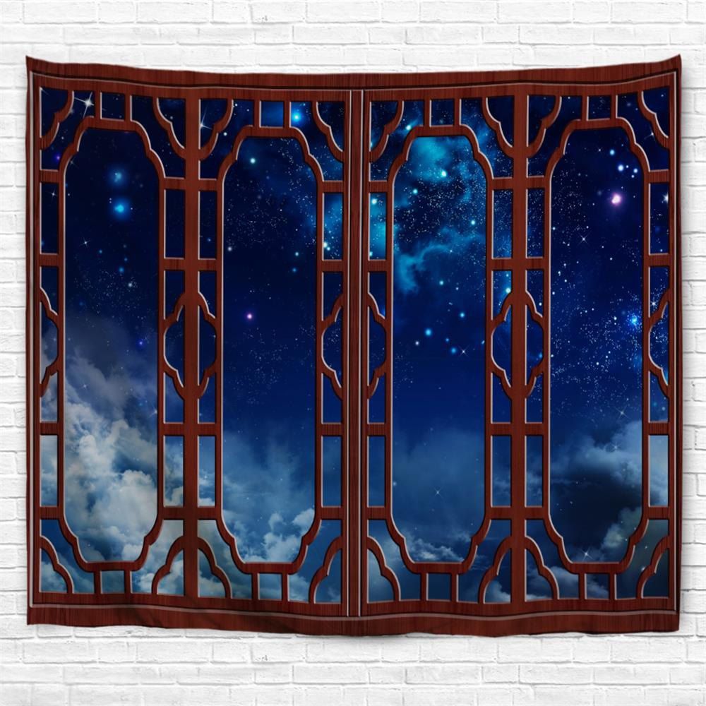 

Redwood Window Starry Sky 3D Printing Home Wall Hanging Tapestry for Decoration, Multi-a
