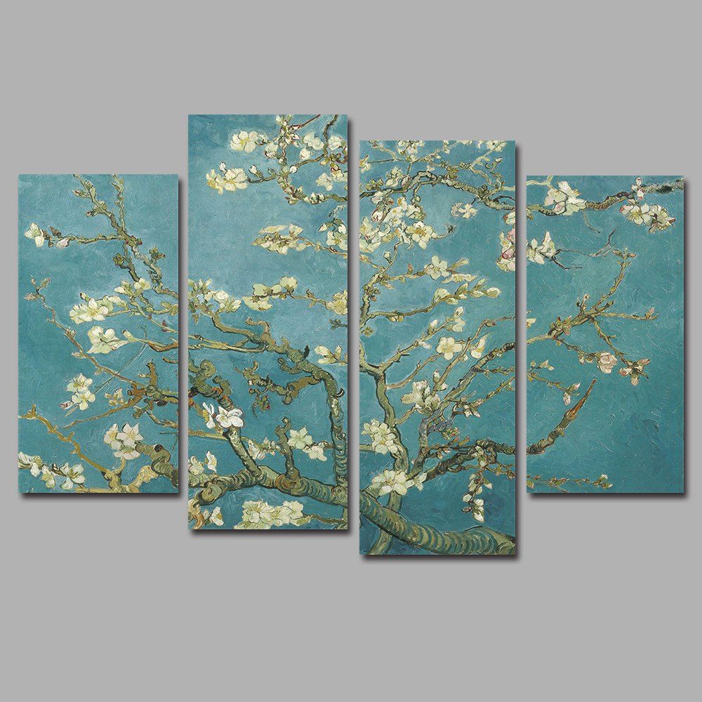 

Apricot Tree Flowers Frameless Printed Canvas Art Print 4PCS, Multi-a
