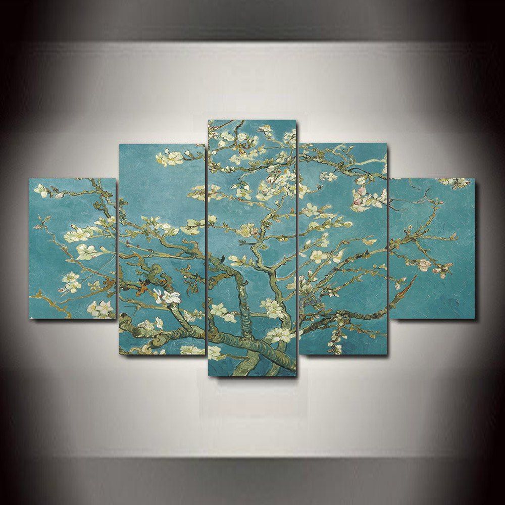 

Apricot Tree Flowers Frameless Printed Canvas Art Print 5PCS, Multi-a