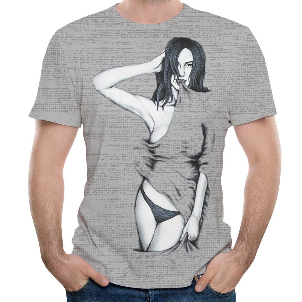 

New Summer Fashion 3D Printed Men's Short Sleeve T-shirt, Gray cloud