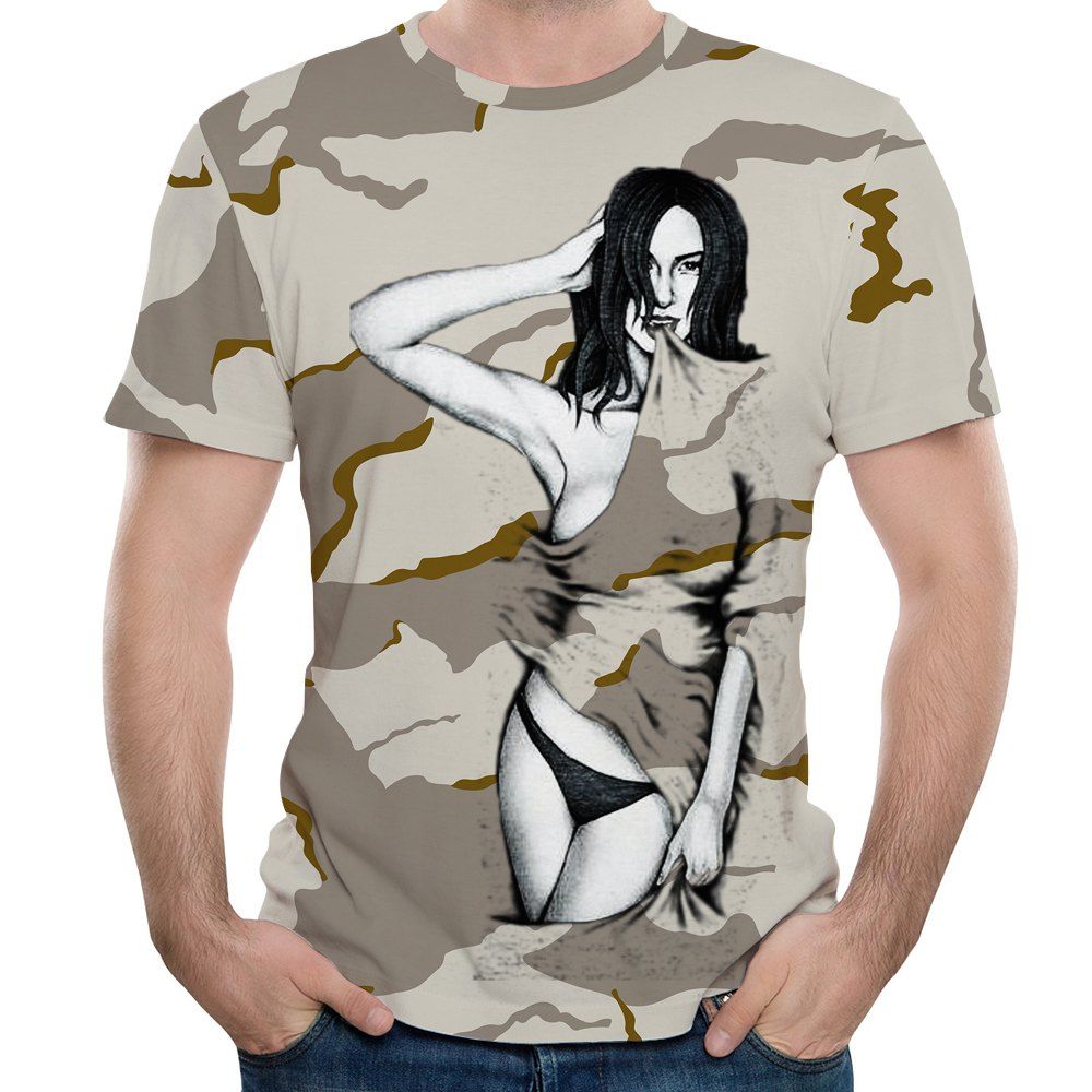 

New Summer Fashion 3D Printed Men's Short Sleeve T-shirt, Digital desert camouflage