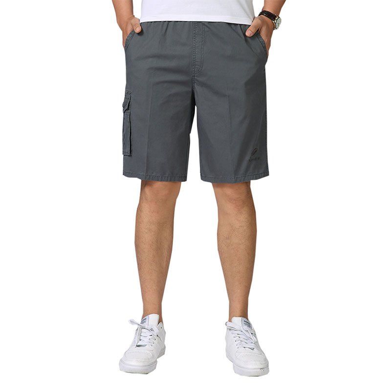 

Men Casual Plain Style Solid Color Comfy Wearable Short Trousers Shorts, Gray