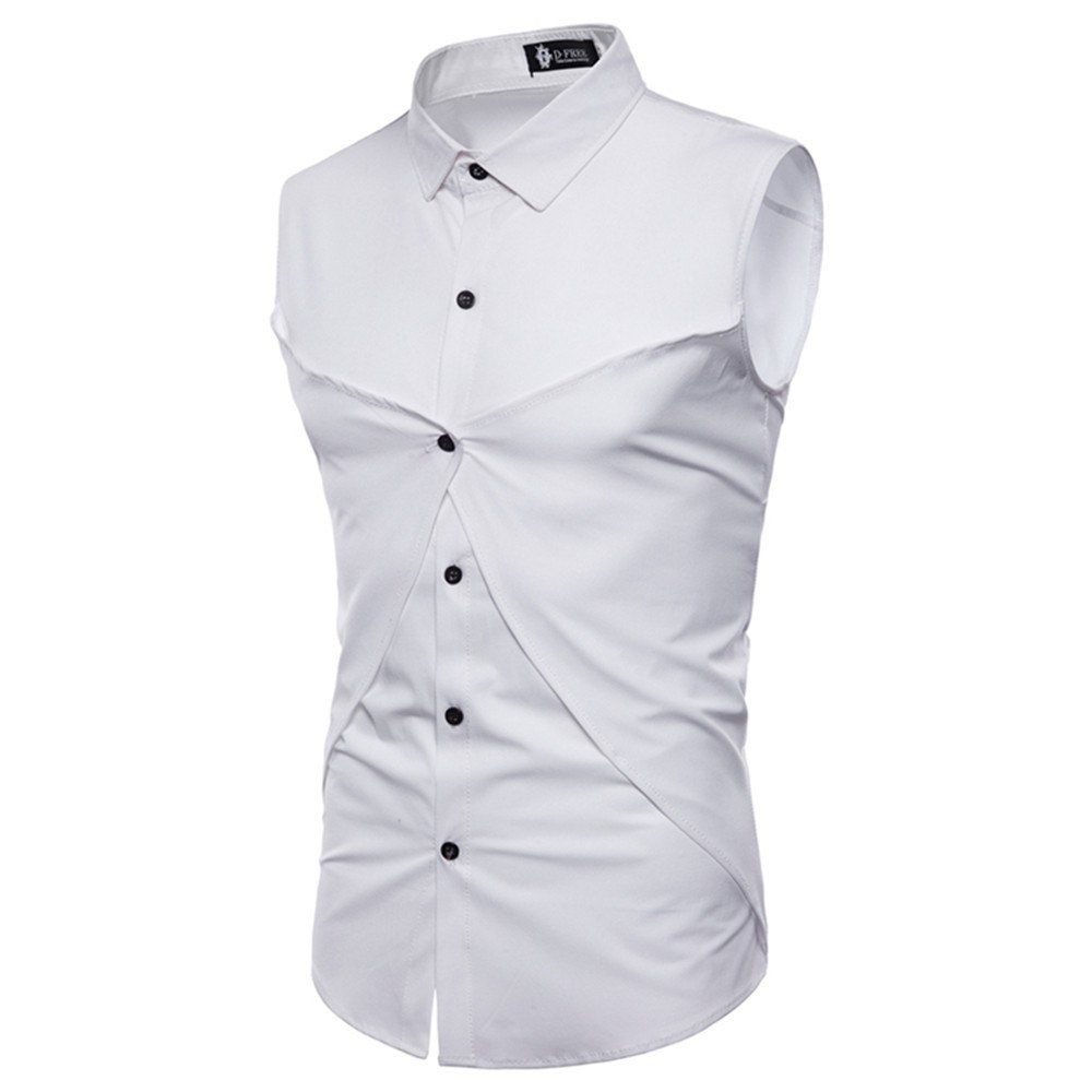 

Men's Personality Tailoring Pure Color Shirts, White