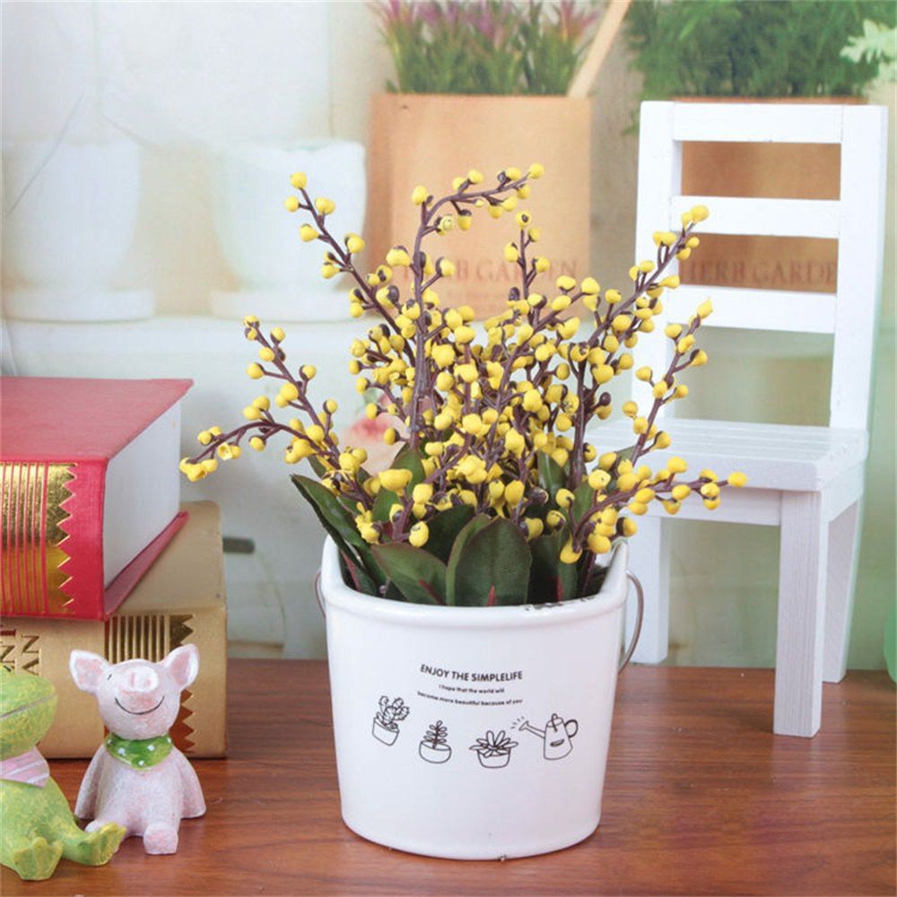 

Bucket Auspicious Fruit False Bonsai Artificial Green Potted Plant 1pcs, Yellow